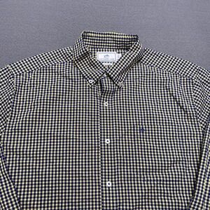 Southern Tide‎ Shirt Mens Large Blue Yellow Gingham Plaid Classic Fit Stretch
